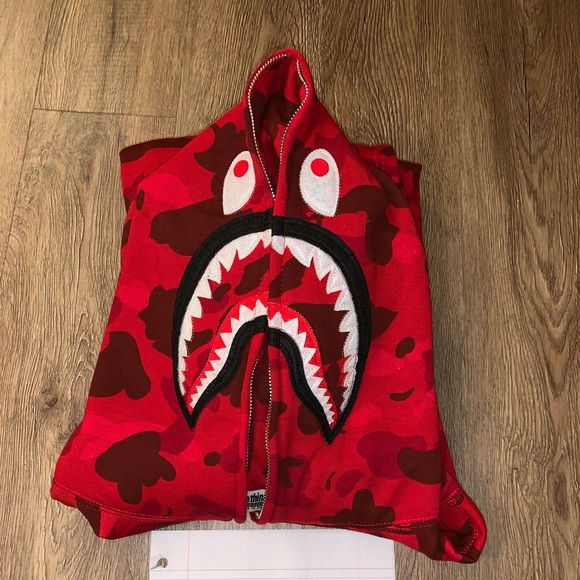 Bape Red Shark Hoodie